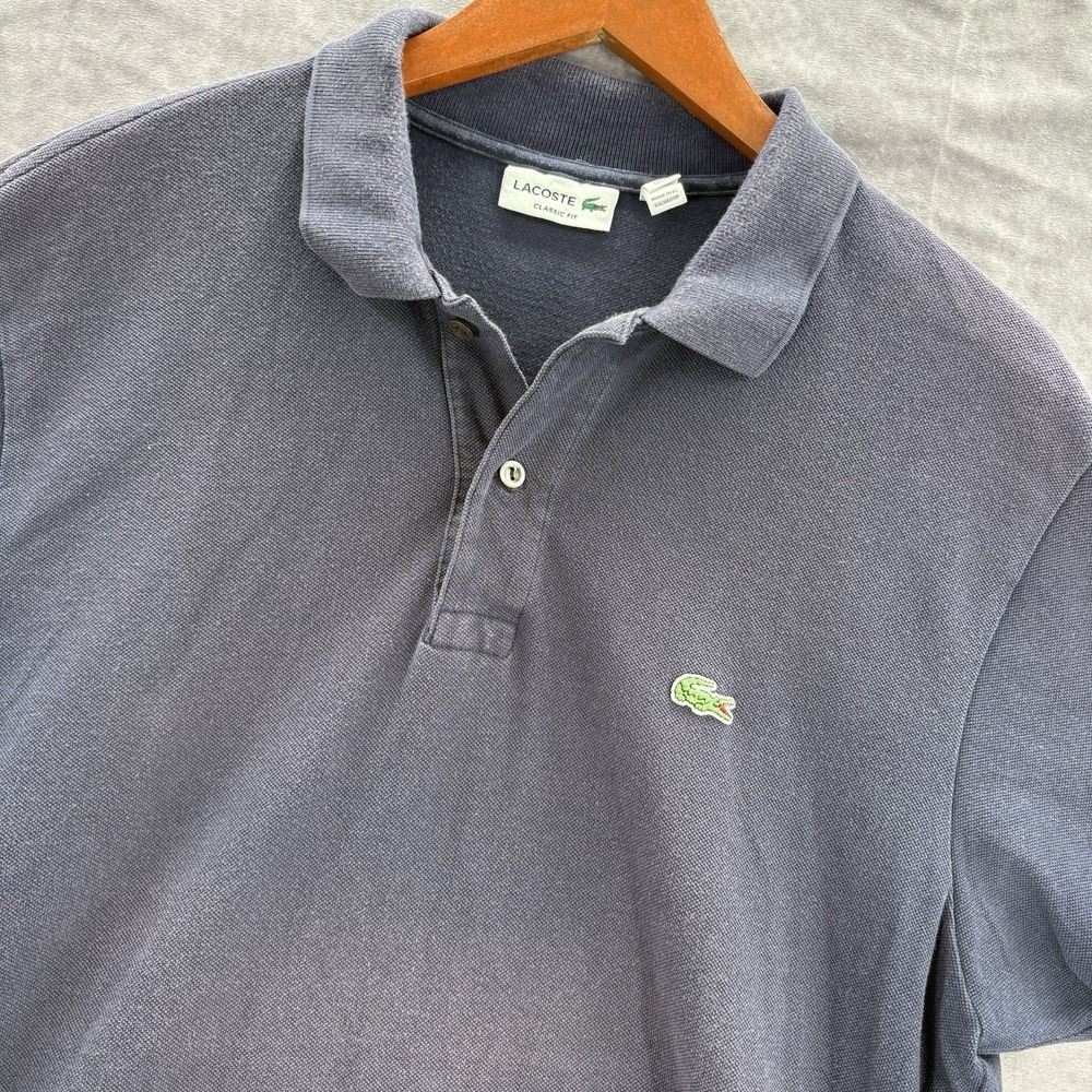 Lacoste Polo Mens 6 XL Navy Sunfaded Preppy Casual Classic Fit